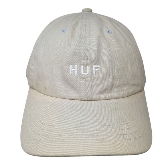 HUF Slideback Baseball Cap Beige One Size Adjustable Embroidered 6 Panel - Picture 1 of 10